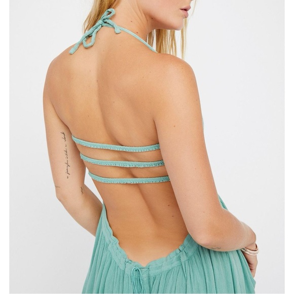 Free People Extratropical Romantic Open Back Tiered Ruffle Pastel Color Maxi - Picture 4 of 12